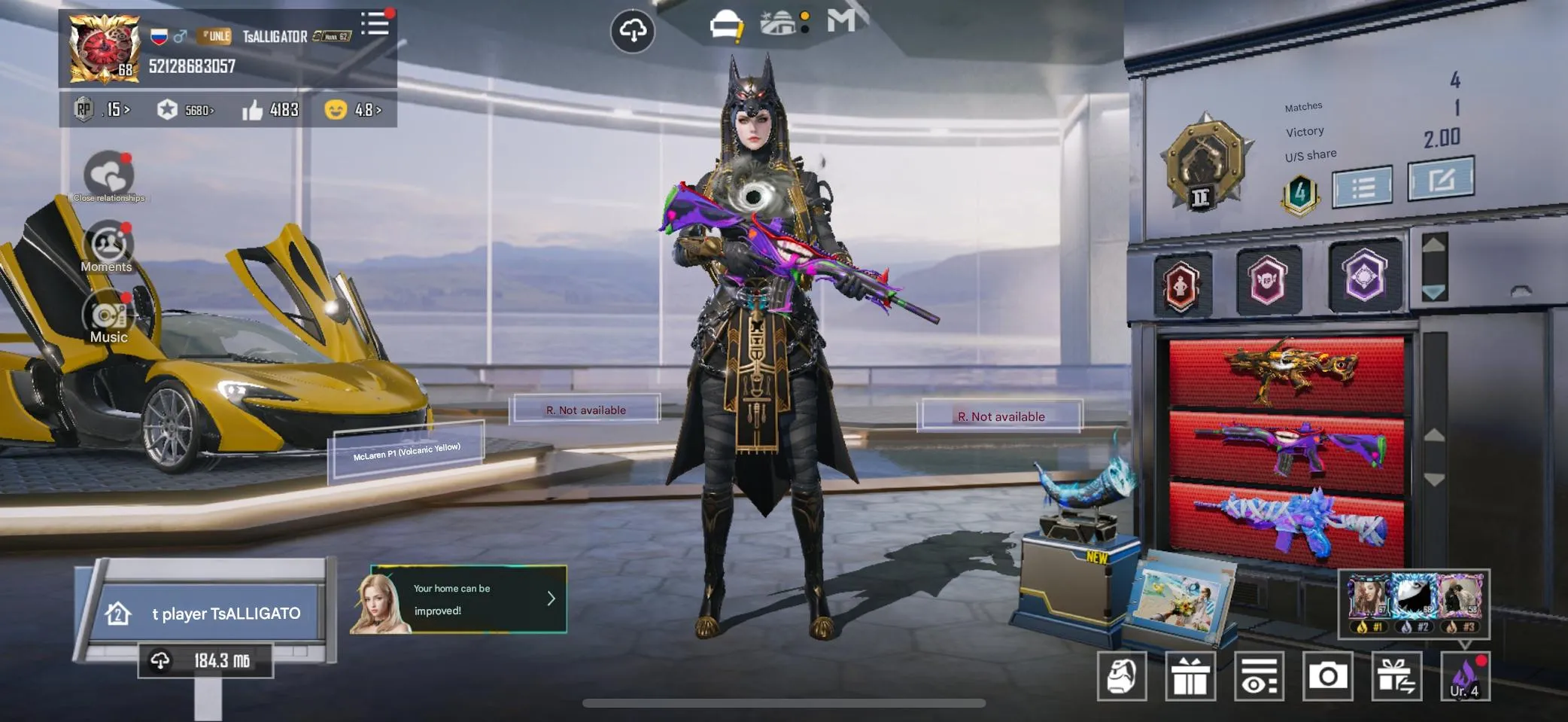 PGM254 2 FULL M416 ANUKHRA LEVEL 5 MNOGOTSVET LEVEL 4 21 KILL CHAT SPORTCAR (G)